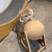 Solid Wood Rotating Sisal Cat Scratching Ball